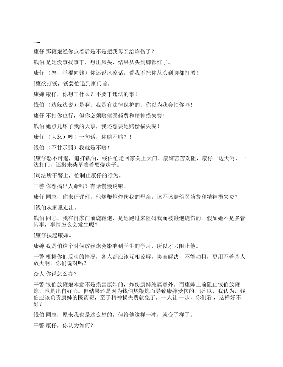 《鞭炮风波》干警处理群众纠纷_第1页