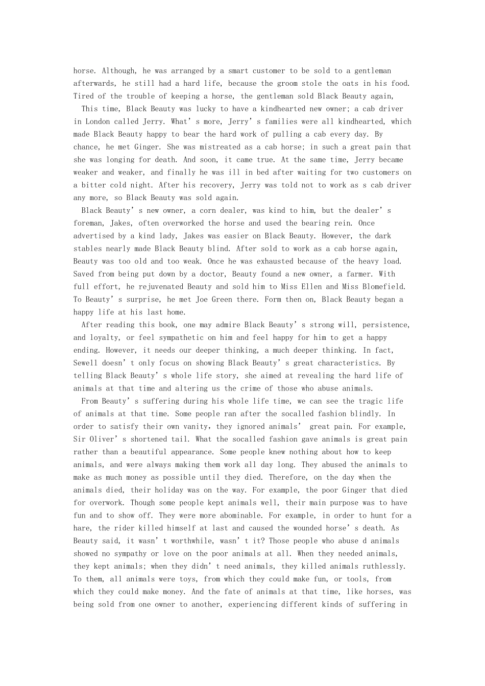 《黑骏马》英文读后感_第2页