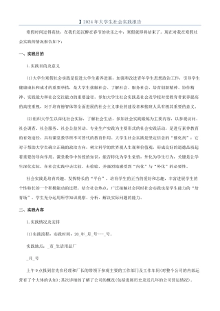 】2024年大学生社会实践报告