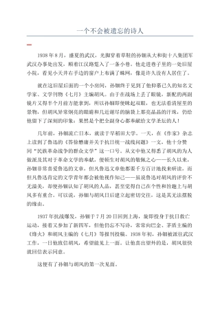 一个不会被遗忘的诗人