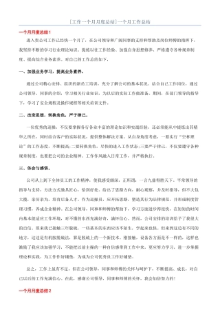 一个月工作总结