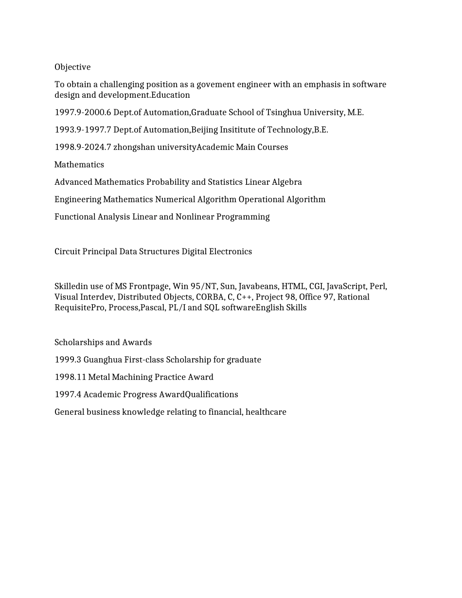 一个英文简历模板_第1页