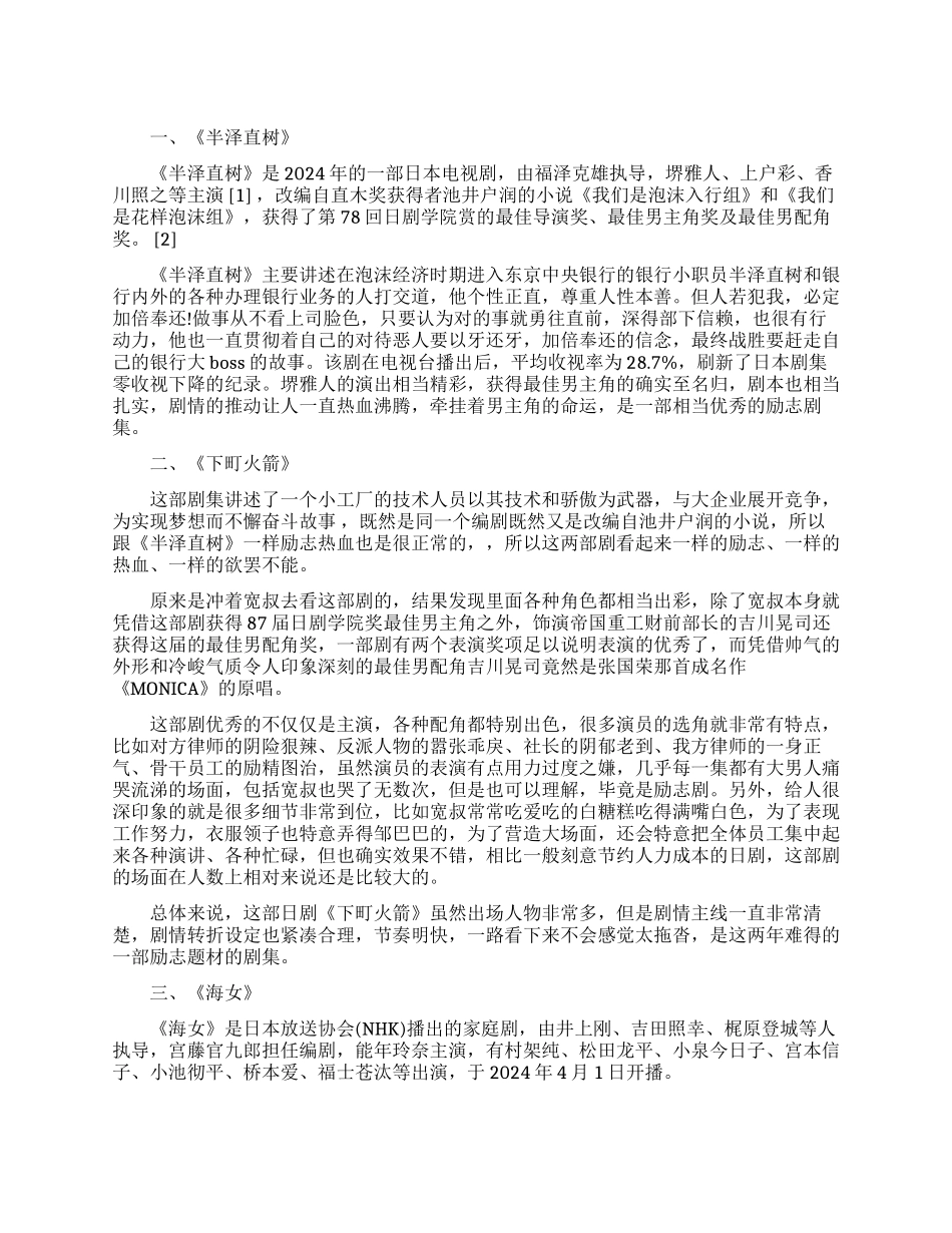 一定不能错过的励志日剧_第1页