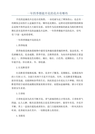 一年四季都能开花的花卉有哪些