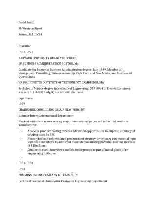 一款很规范的英文简历模板