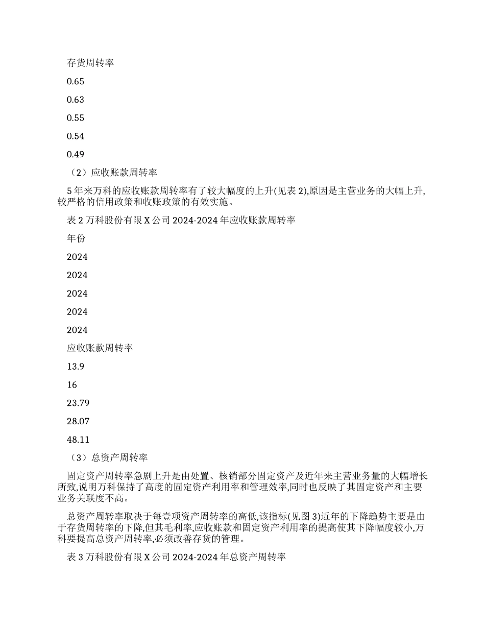 万科企业管理万科营运能力分析_第2页