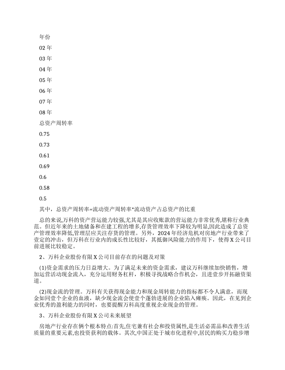 万科企业管理万科营运能力分析_第3页