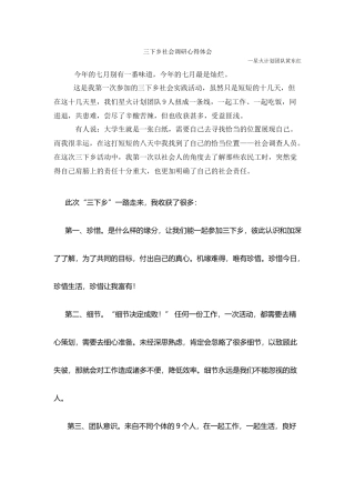 三下乡心得-黄东红