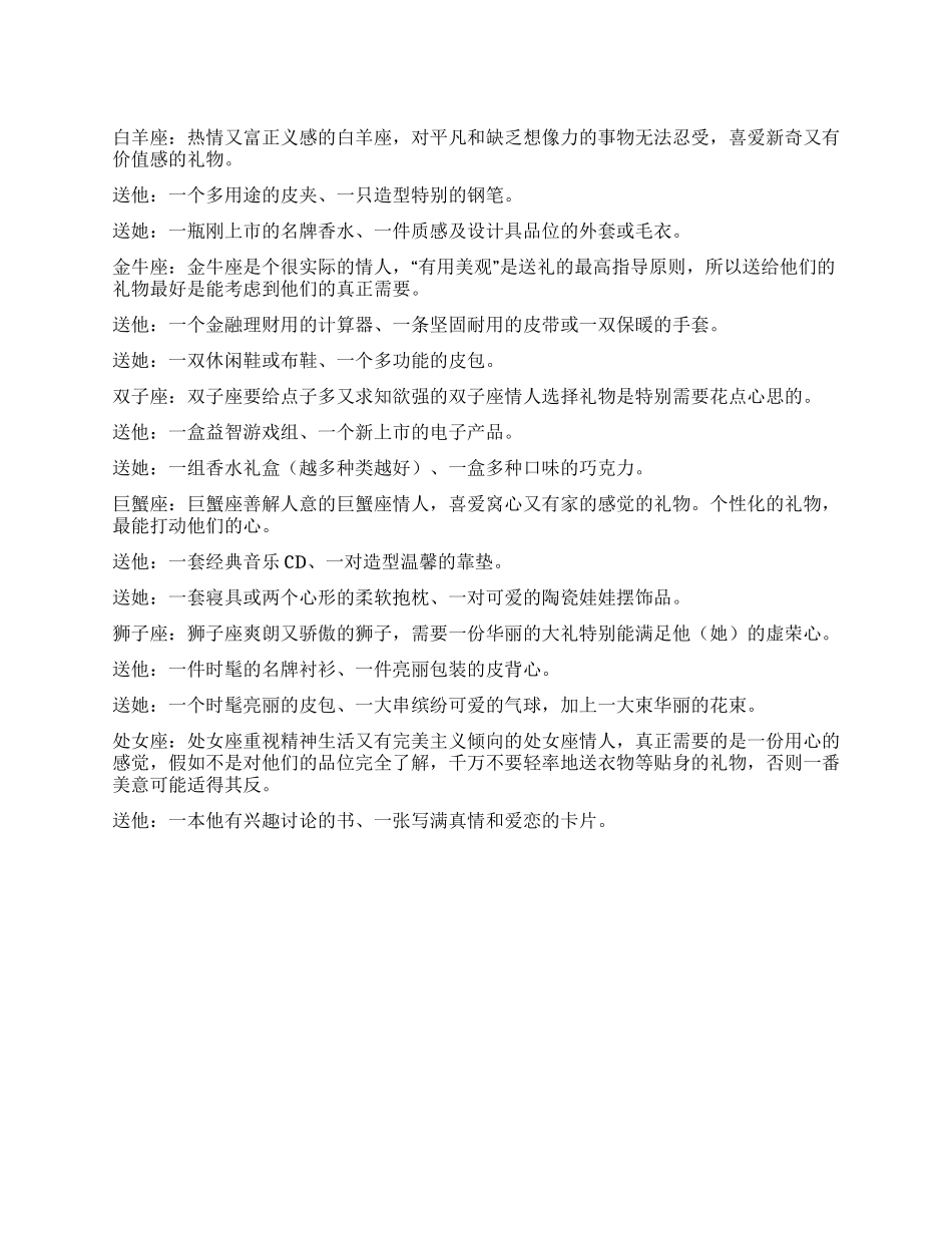 三八妇女节十二星座礼物_第1页