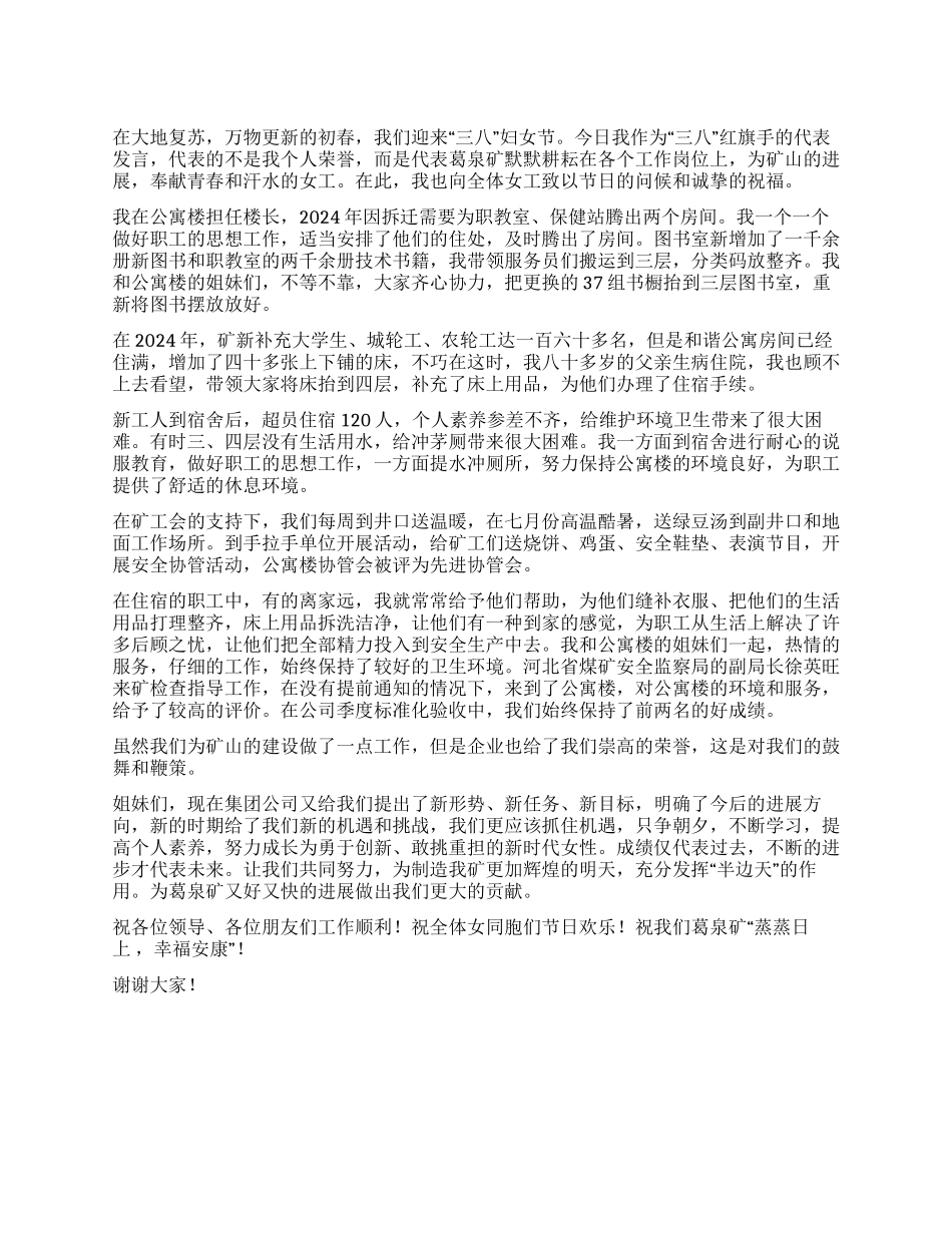 三八红旗手发言稿_第1页