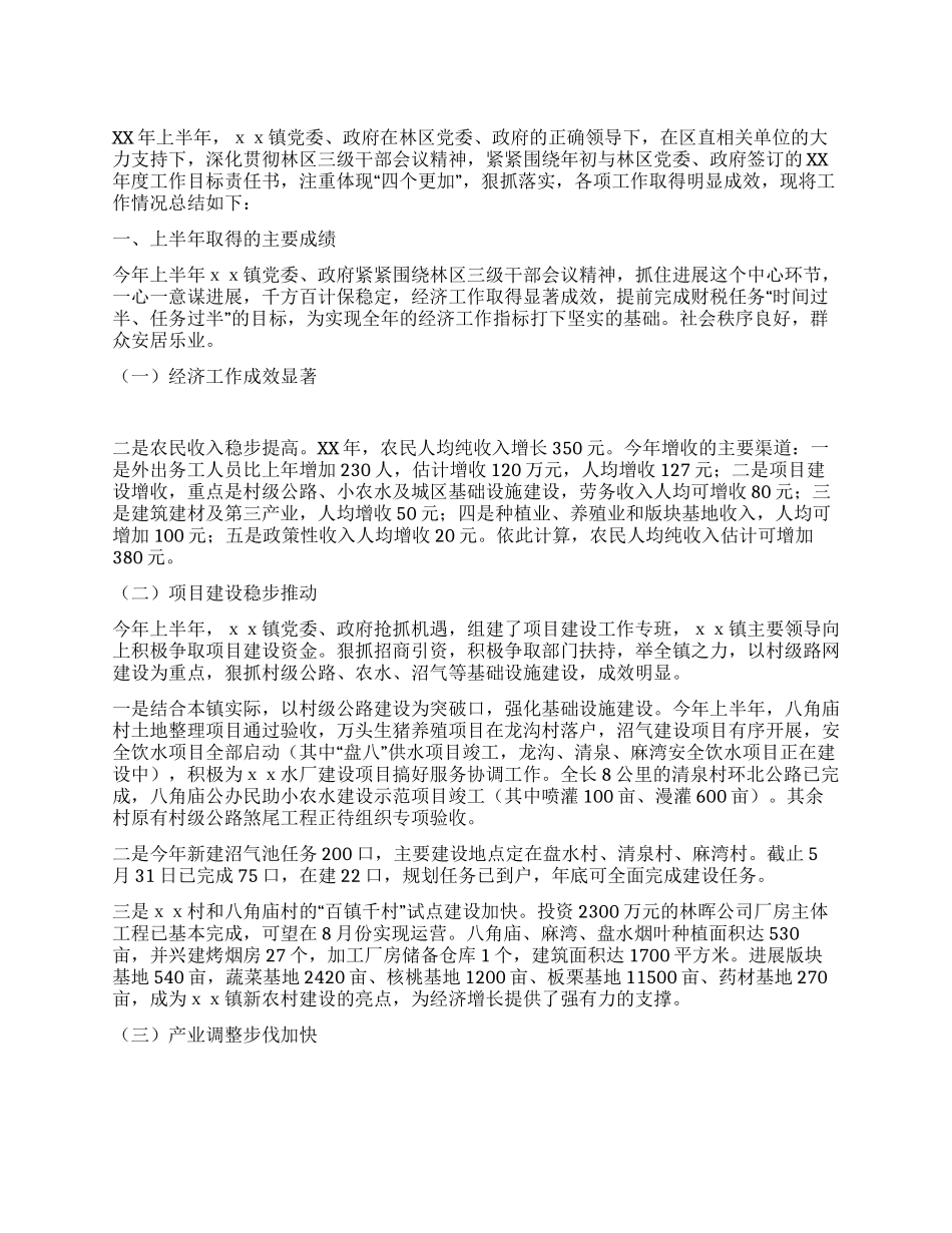 上半年乡镇工作总结_第1页