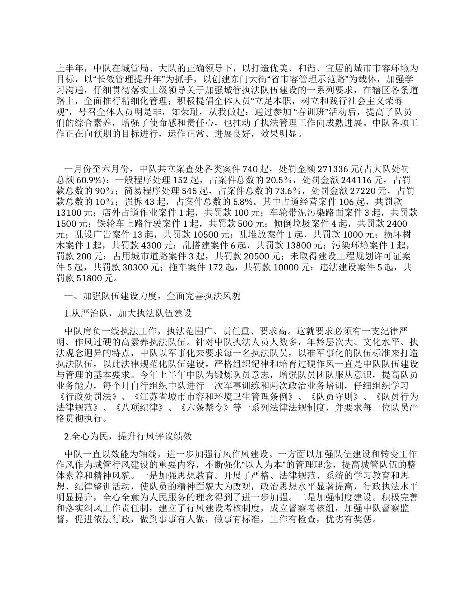 上半年城管中队工作总结_第1页