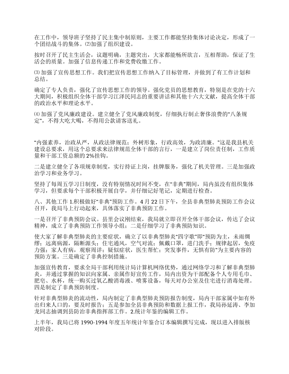 上半年工作总结(统计)_第3页