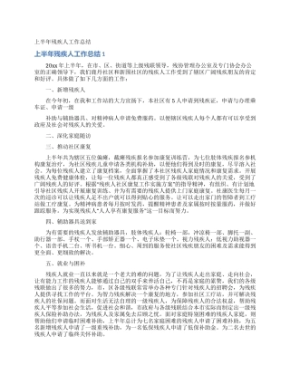 上半年残疾人工作总结