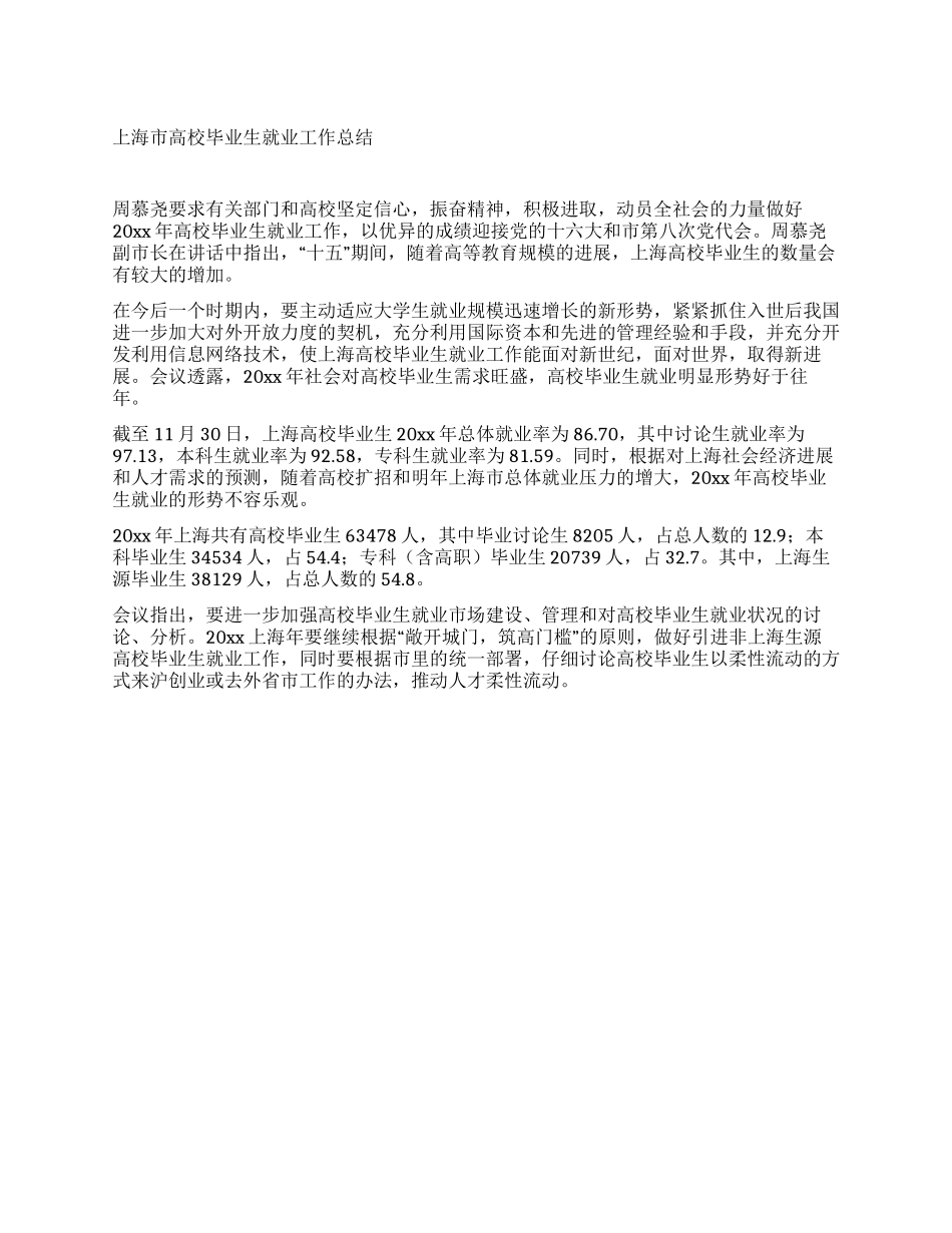 上海市高校毕业生就业工作总结_第1页