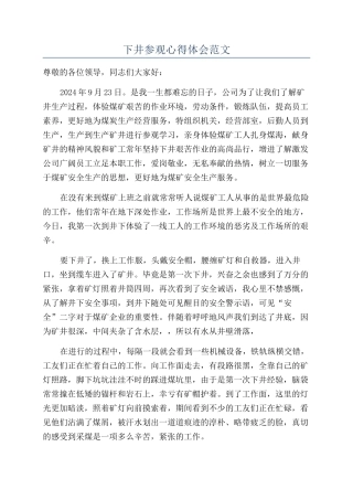 下井参观心得体会范文