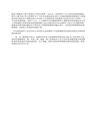 下派任村党支部书记的乡镇干部2024年驻村工作总结