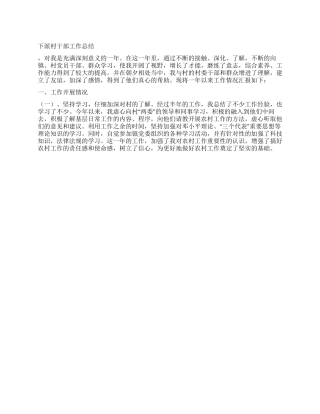 下派村干部工作总结