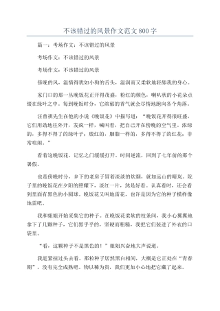 不该错过的风景作文范文800字