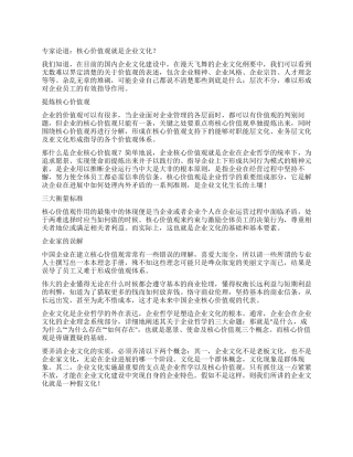 专家论道核心价值观就是企业文化