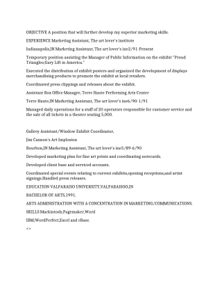 专职市场助理的英文简历范文