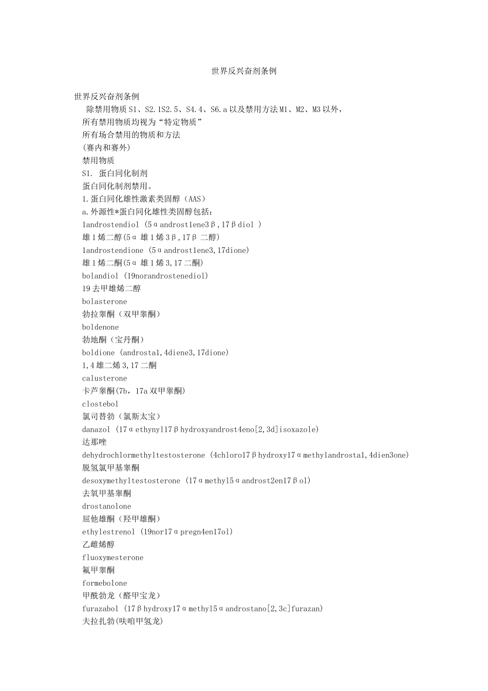 世界反兴奋剂条例_第1页