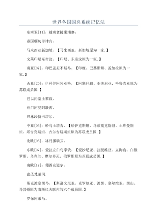 世界各国国名系统记忆法