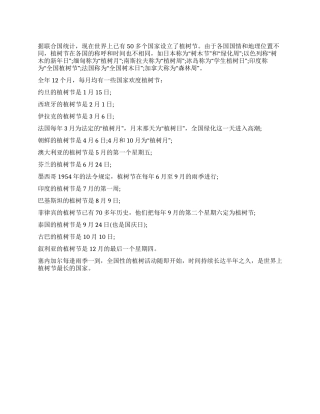 世界各国的植树节