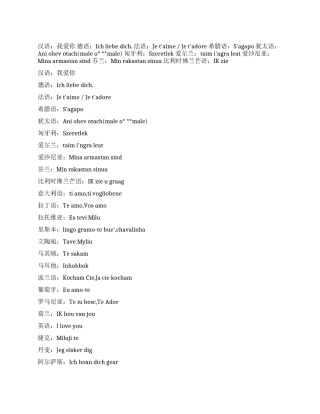 世界各国语言之我爱你