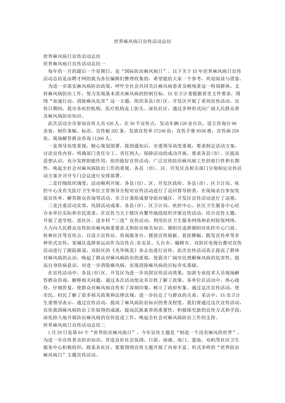 世界麻风病日宣传活动总结_第1页