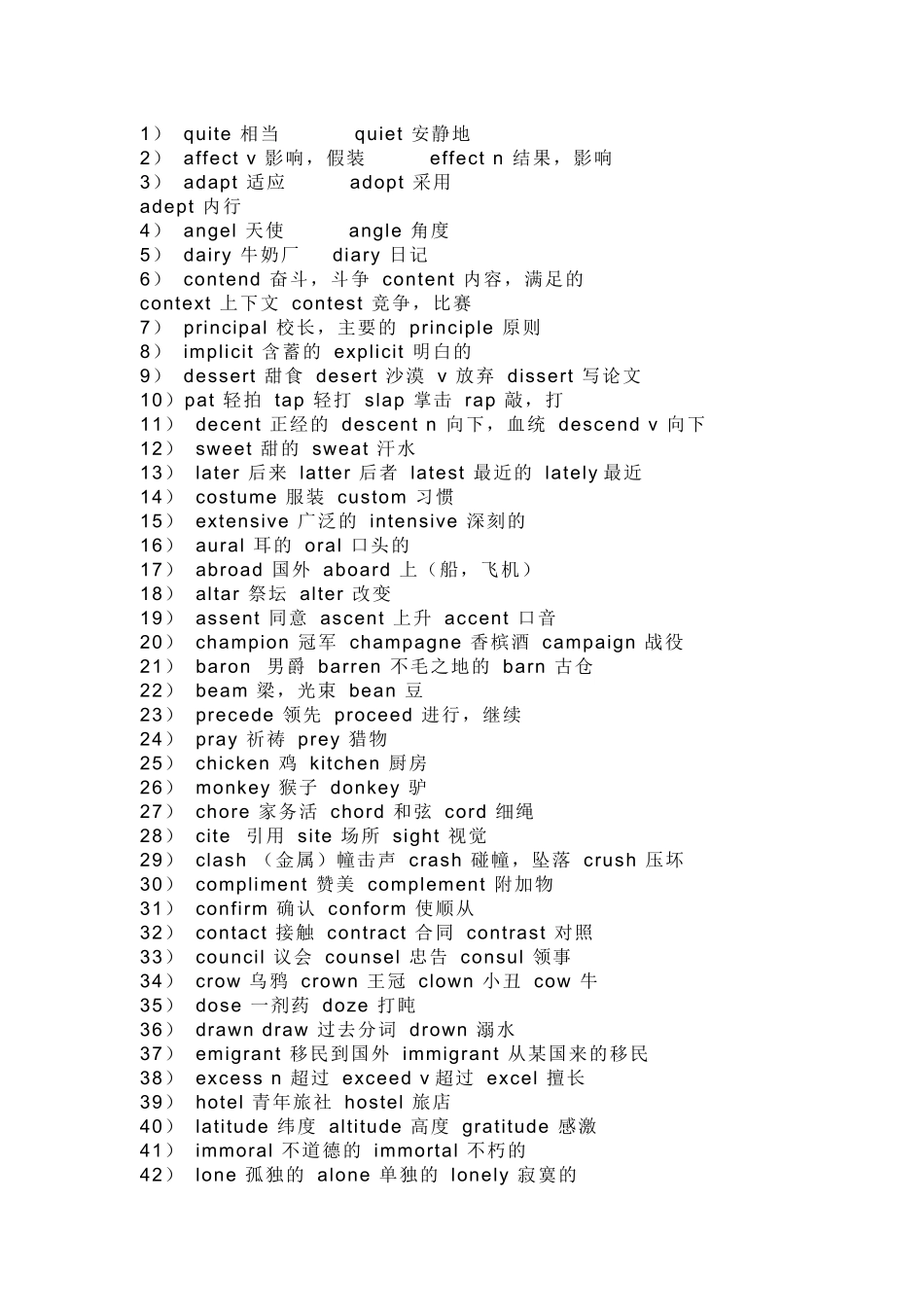 高中英语140组最容易拼错的形近词_第1页