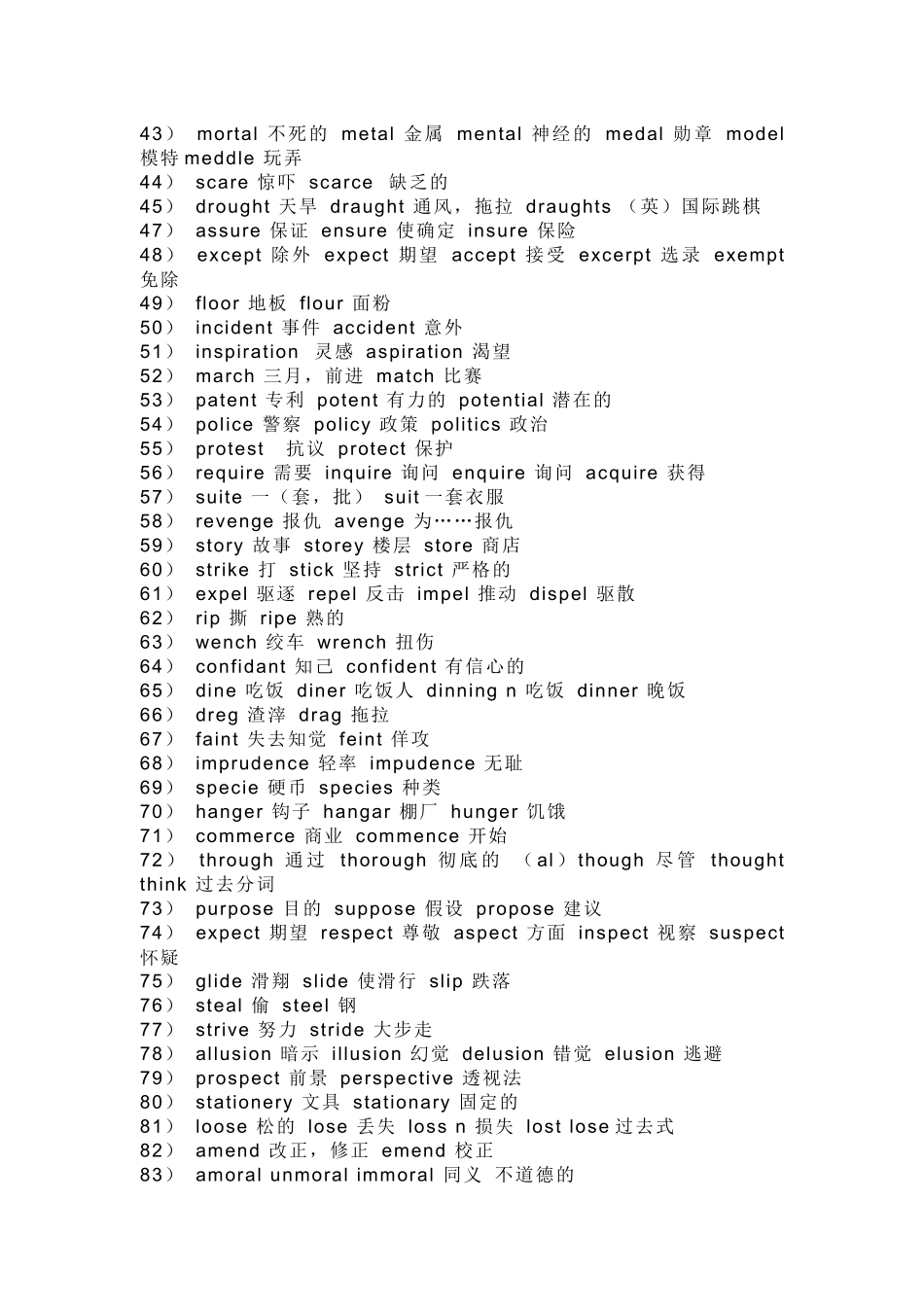 高中英语140组最容易拼错的形近词_第2页
