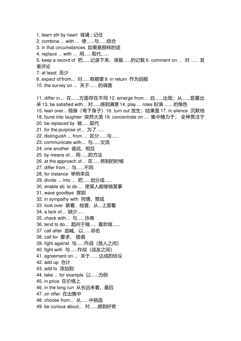 高中英语考试340个高频词组_第1页