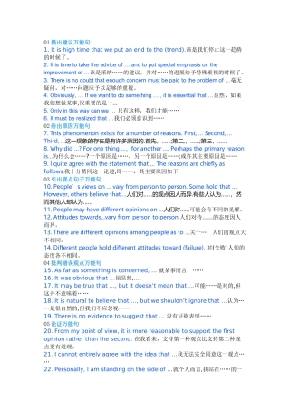 高中英语写作万能句型60例分类