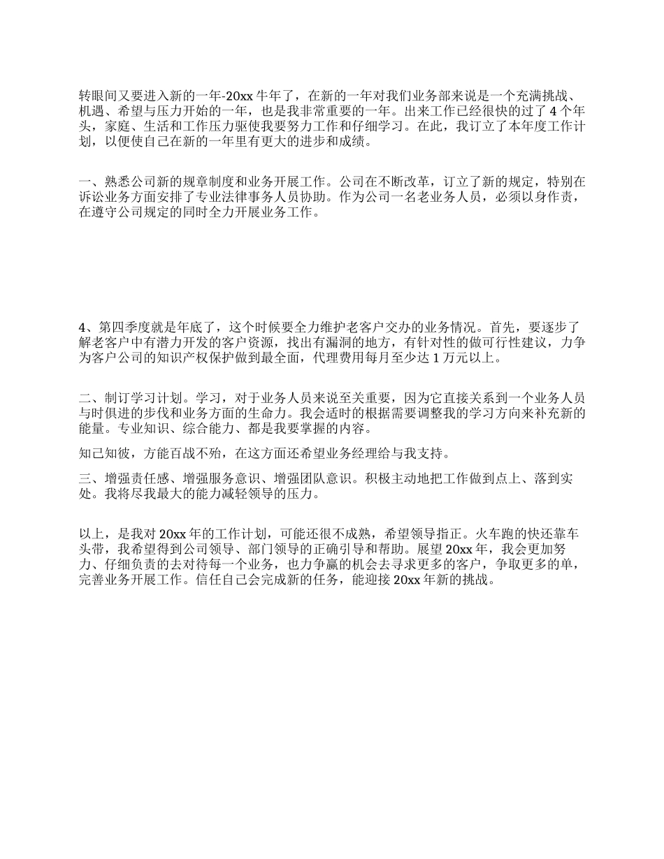 业务员2024年工作计划报告_第1页