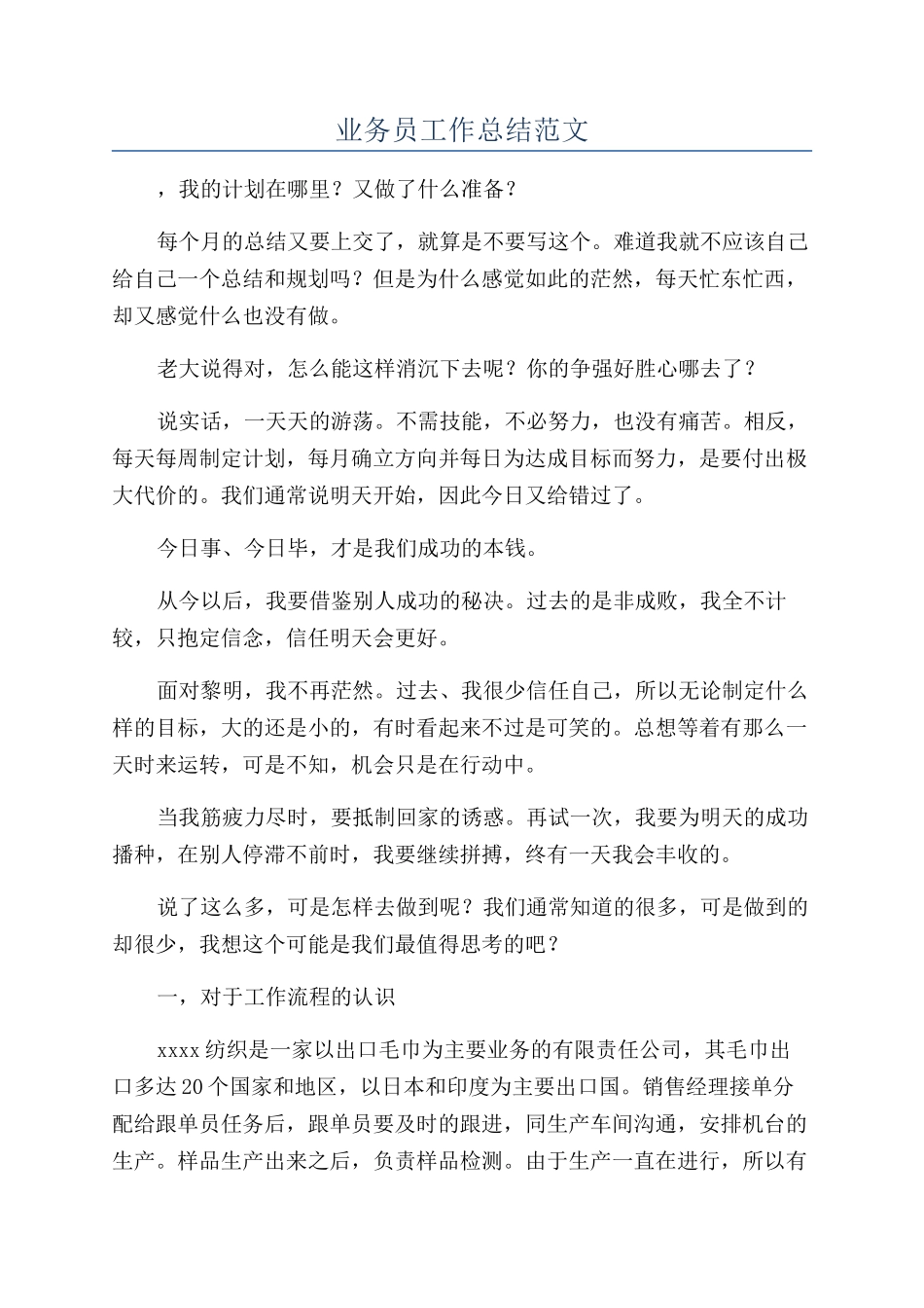 业务员工作总结范文_第1页