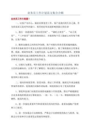 业务员工作计划范文集合合辑