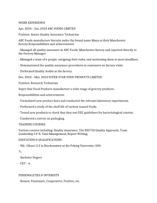 业绩型英文简历