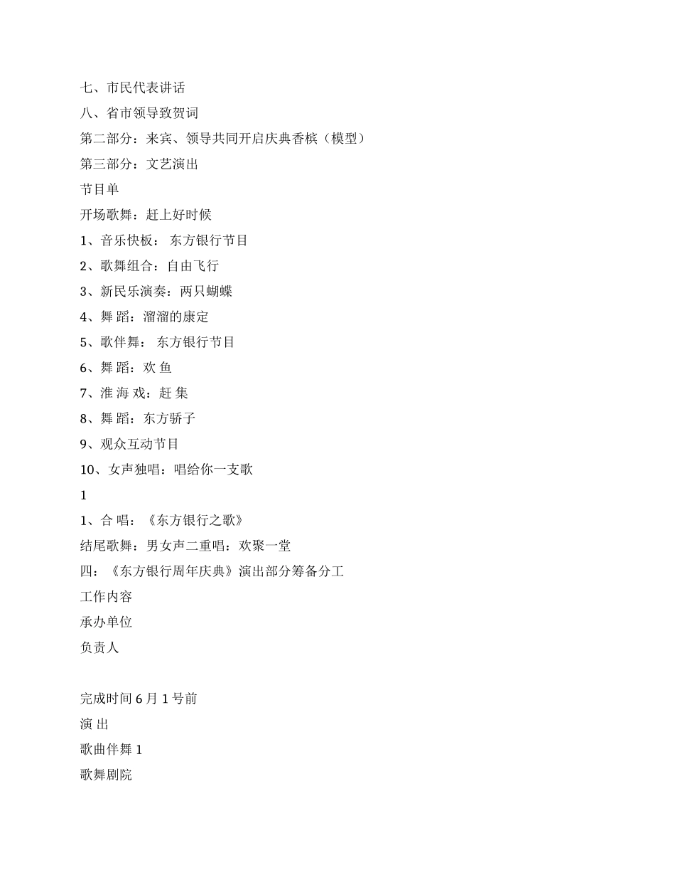 东方银行成立一周年庆典策划书_第2页