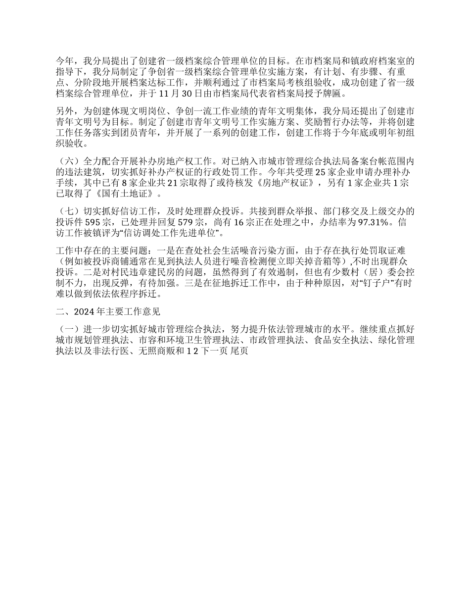 东莞市城管局某分局工作总结及2024年工作计划_第2页