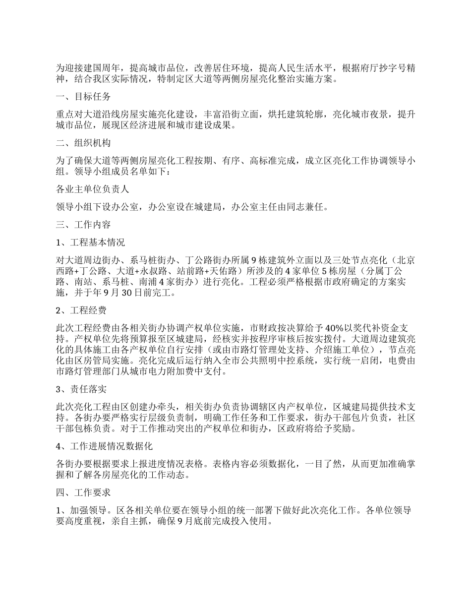 两侧房屋亮化整治方案_第1页