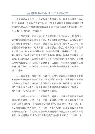两城同创网格管理工作总结范文