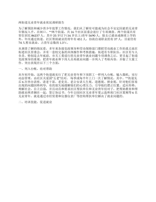 两街道无业青年就业状况调研报告