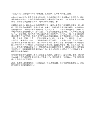 两钠生产车间实习心得