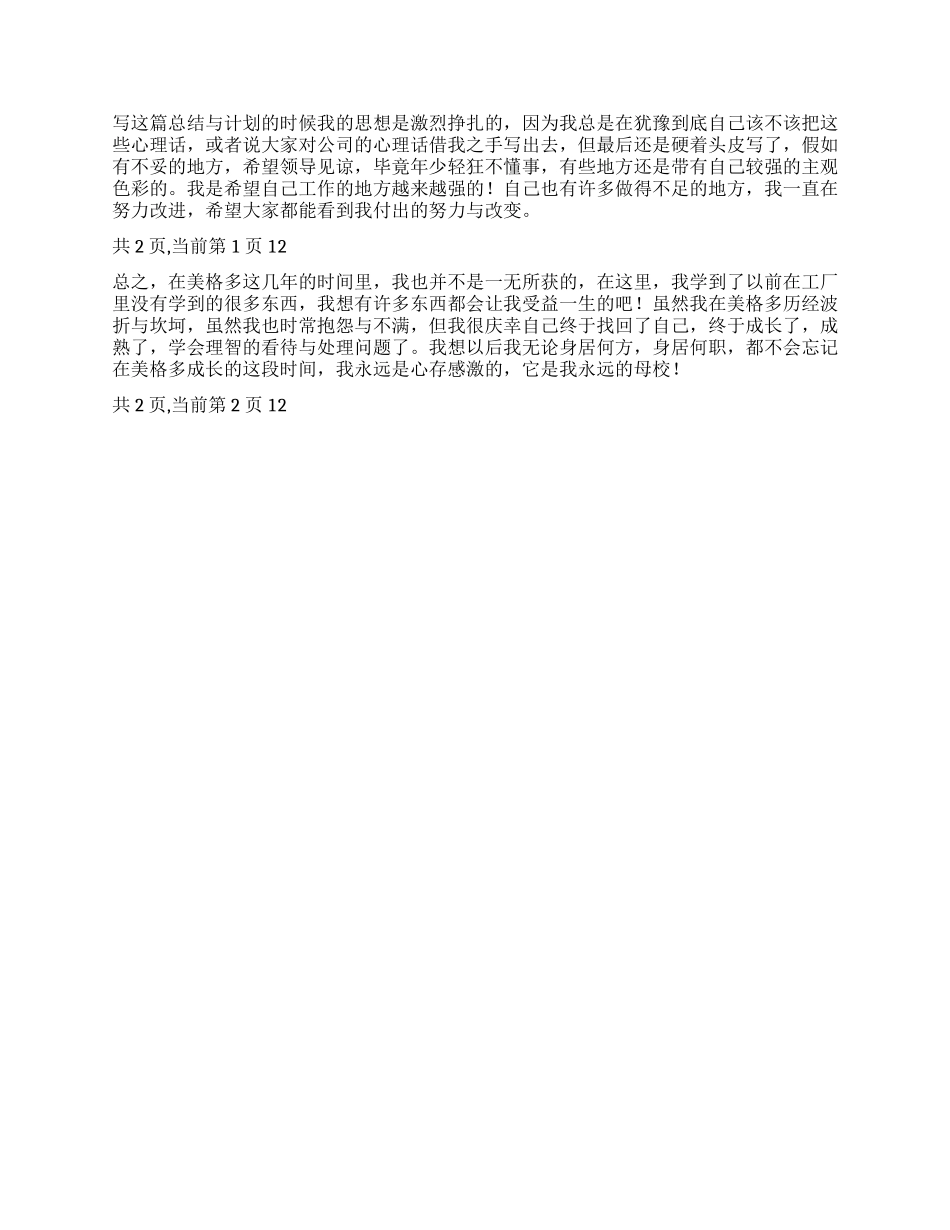 个人2024年上半年度总结与2024年下半年计划_第2页