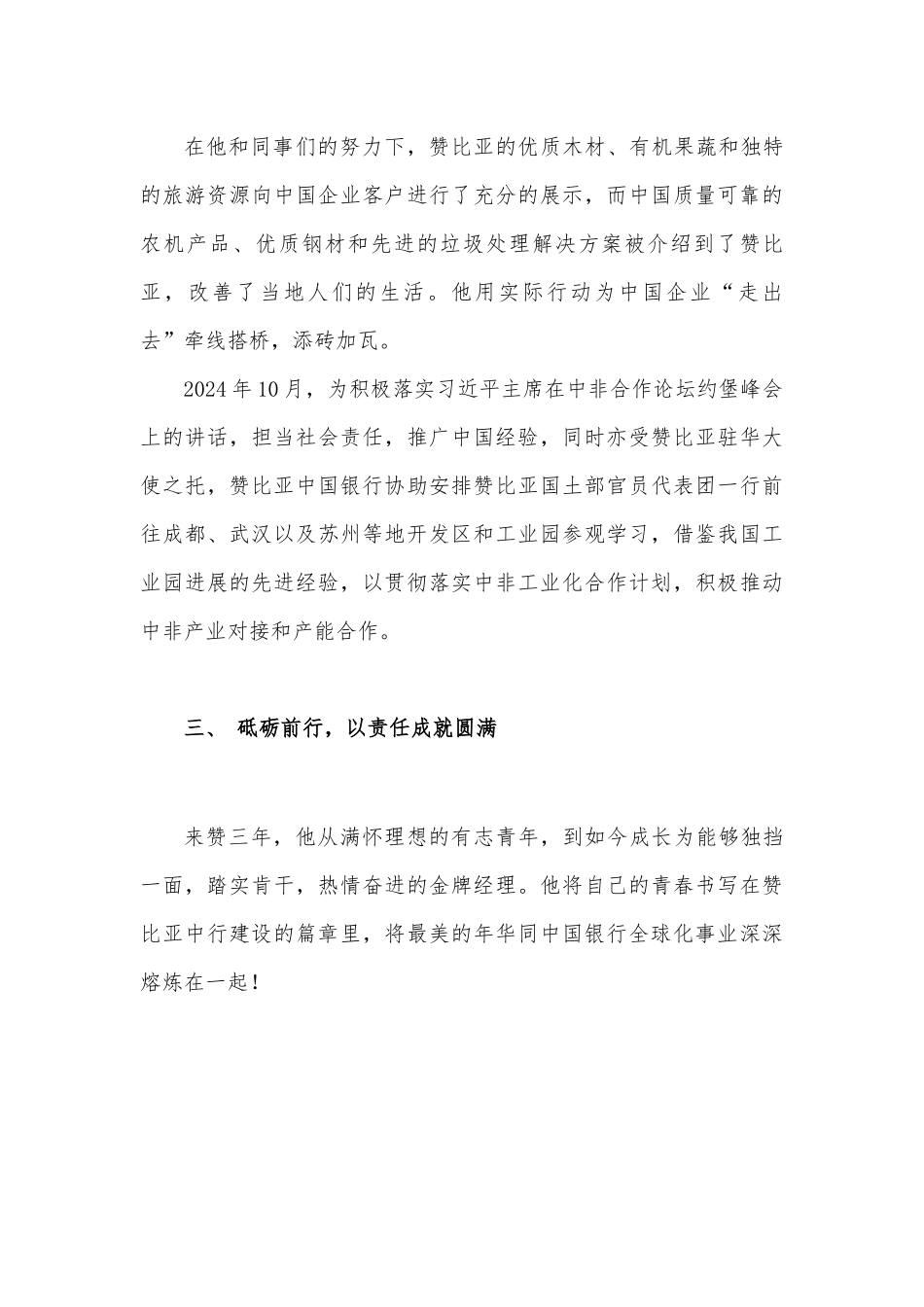 个人事迹材料在最艰苦的地方发光将最美年华锻入中行全球化发展的宏章(1)_第3页