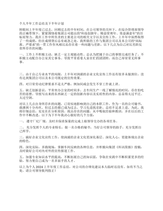 个人半年总结及下半年计划