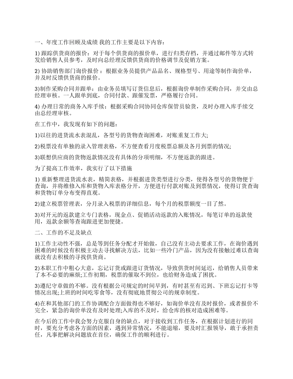 个人工作总结报告(商务)_第1页