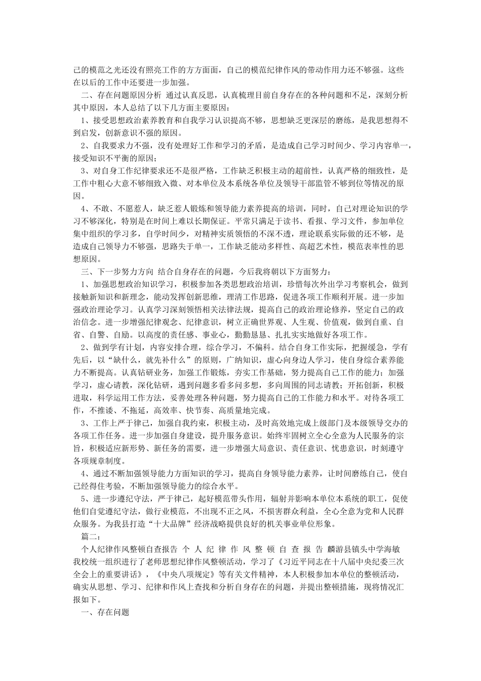 个人工作纪律整改措施_第2页