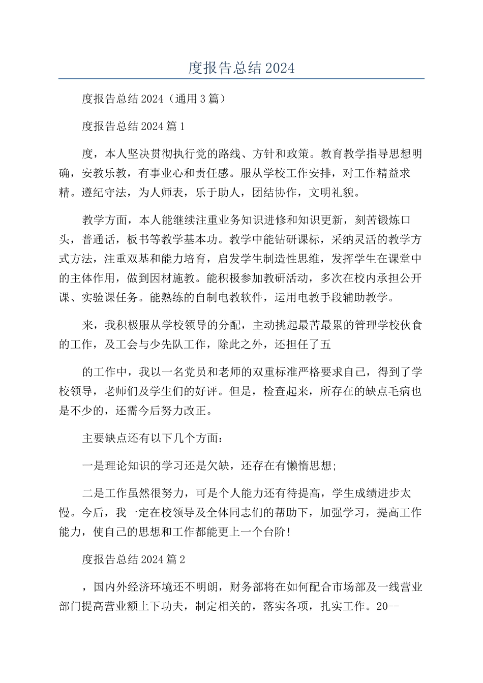 个人年度报告总结2024_第1页